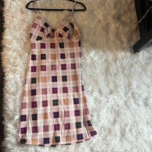NEW NEVER WORN Purple plaid spaghetti strap dress